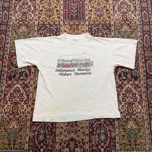 VTG 80s 90s Salamanca Market Hobart Tasmania T Shirt M-L Australia Gray Heather